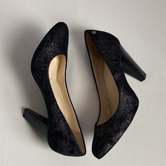 Calvin Klein Elara Black/Silver High Heels Size 6.5 - Picture 1 of 14
